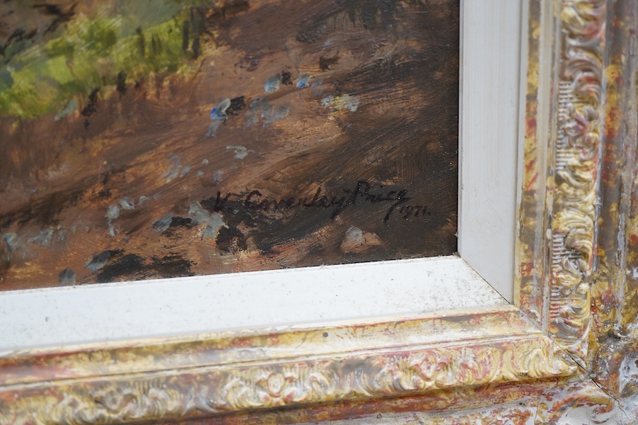 Victor Coverley- Price (1901-1988), Washerwomen, signed and dated 1971, oil on board, 34 x 44cm, ornate frame